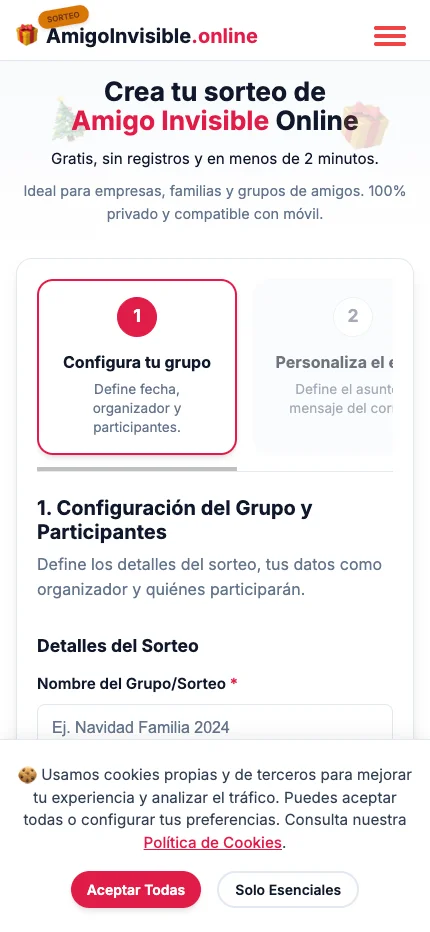 Secret Santa Online Mobile View