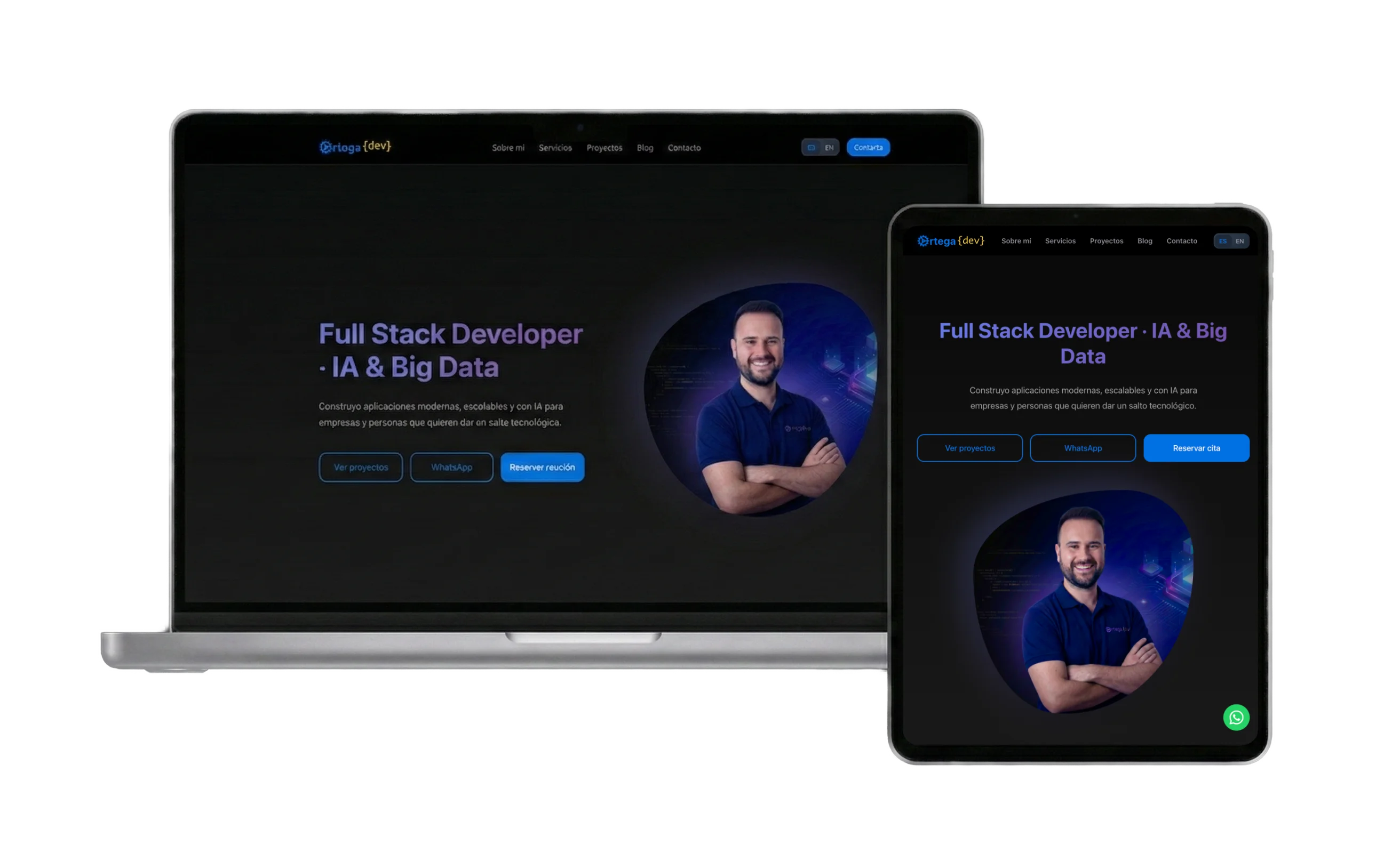 ortegadev.com Desktop & Tablet Mockup