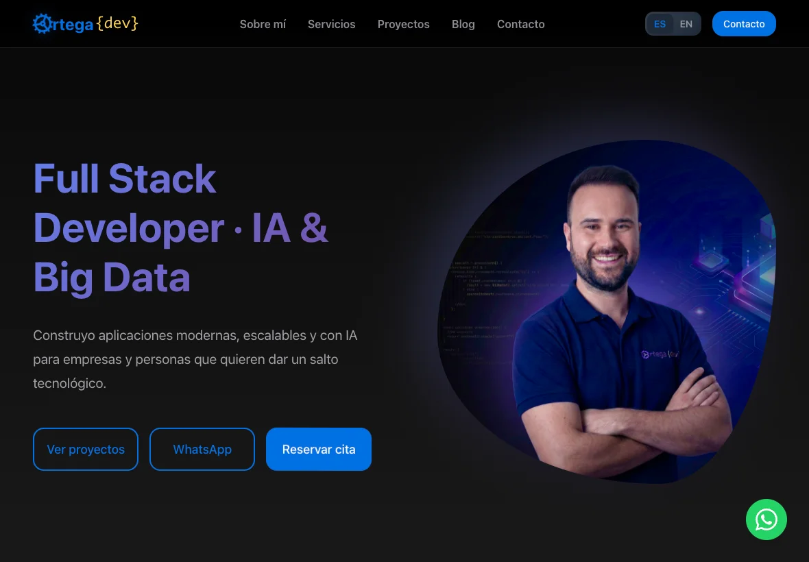 Página de Inicio - Sección Hero del Portfolio