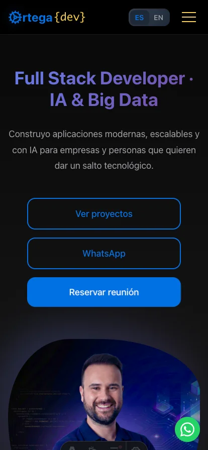 ortegadev.com Mobile View