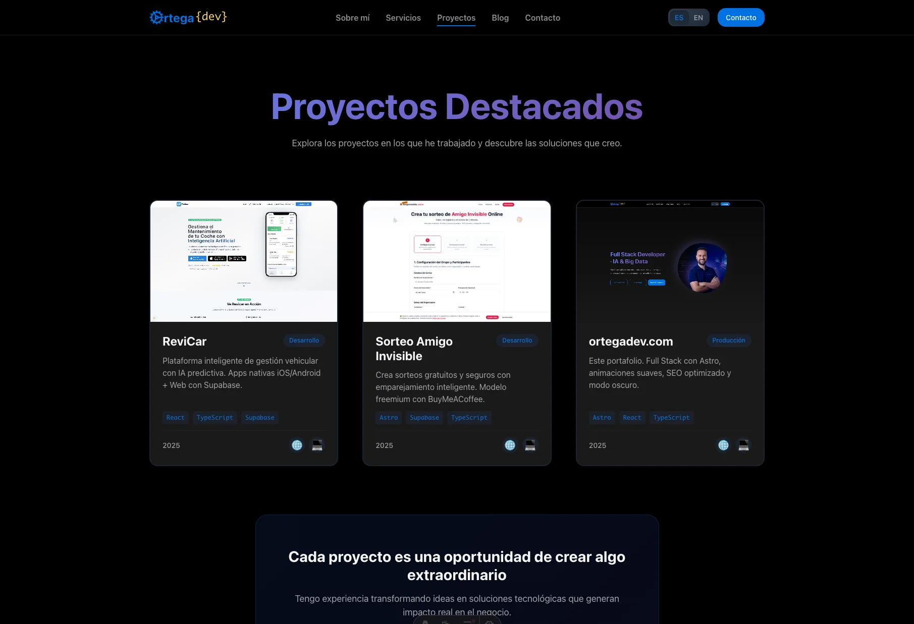 Vista de Grilla de Proyectos